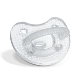 Chicco PhysioForma Luxe Orthodontic Pacifier for Babies 0-6 Months, One-Piece 100% Soft Silicone, Supports Breathing, Textured Shield & Handle, Included Sterilizing Case, BPA Free, 2-Pack, Crystal