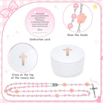 Baptism Gifts for Girl, Christening Gift Set for Baby Girls, Baby Dedication Gift, Includes Bunny Stuffed Animal, First Rosary Beads, Prayer Book, Keepsake Blanket, Catholic Baptism Gift Basket