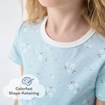 pureborn Baby Girl Pajamas Set Kids Short Sleeve Snug Fit Cotton Sleepwear Pjs 2pcs Set Blue Floral 12-18 Months