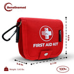 Benelinemed Mini First Aid Kit - 137 Piece Small Emergency Medical Kit for Home, Car, Travel, Camping & Outdoor Activities FSA/HSA (Red)