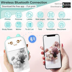 Mini Printer Portable, Inkless Sticker printer with 8 Rolls Paper, Bluetooth Wireless mini thermal printer Compatible with iOS + Android for Journal, Memo, Photo, Print Pod Gifts for Girls Kids