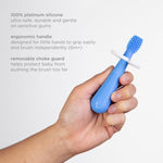 Ubbi Grow with Me Toothbrush Training Set for Babies and Toddlers, Includes Silicone Finger Brush, 360° and Soft Bristled Toothbrush, Polaris Blue
