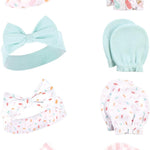 Hudson Baby baby-girls Cotton Headband and Scratch Mitten Set
