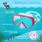 Kids Swim Mask 180° Snorkel Diving Mask, Anti-Fog Child Swim Goggles with Nose Cover No-Leak Swimming Goggles Anti-Shattered Lens for Youth 4-15 (Pink)
