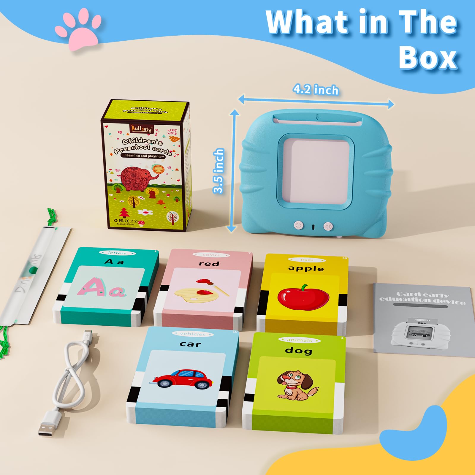 Text Card Toys Aullsaty Toddler Toys Talking Flash Cards for 1 - Educational Toys ...