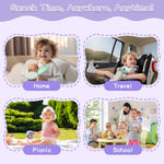 BeneLabel 2 Pack 12.3 Oz Snack Cups for Toddlers Spill Proof Food Grade Tritan Baby Snack Container with Cute Frog Lid and Handle PVC Free Kids Snack Catcher Fit for On-the-Go (Green & Purple)