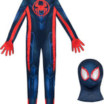 Marvel Miles Morales: Spider-Man Official Youth Deluxe Zentai Costume - Stretch Spandex with Hidden Zippers and Wrist Slits