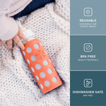 Lifefactory 9-Ounce Glass Baby Bottle with Stage 2 Nipple and Protective Silicone Sleeve Papaya (LF110019C4)