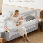 Foldable Bed Rail for Toddlers, 71in Reinforced Carbon Steel Frame&Connectors, Breathable Cationic Fabric - Safety Toddler Bed Rails for Queen, King, Twin, Full, No-Tool Setup.