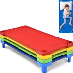 KOTEK Stackable Sleeping Daycare Cots for Kids, Portable Toddler Nap Cots, 52" L x 23" W, Ready-to-Assemble, Space-Saving Children Naptime Cot for Classroom Preschool (Set of 6, Blue)