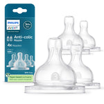 Philips Avent anti-colic baby bottle nipples with packaging on a white background