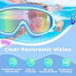 Vvinca Kids-Swim-Goggles with Bungee Strap Wide View Anti Fog UV No Leak Swimming Mask Pool Goggle for 3-14 Toddlers Girls Boys