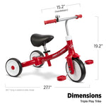 Radio Flyer Triple Play Trike, For Ages 1-3, 3-in-1 Ride-On, Tricycle or Balance Bike, Tool-Free Transformation, Adjustable Padded Seat, Pedal Storage, Ringing Bell, Steel Frame, Tricycle for Toddlers