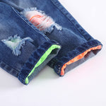 KIDSCOOL SPACE Baby Ripped Jean,Toddler Elastic Distressed Waist Denim Pants,6-12 Months