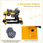 BABY JOY 4-in-1 Baby Walker, Foldable Activity Walker with Adjustable Height & Speed, Music, Lights, Anti-Rollover, Toddler Push Walker, Baby Walker with Wheels for Boys Girls 6-18 Months (Yellow)