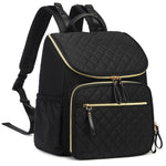 LORADI Large Capacity Diaper Bag with Stroller Buckle, Water-Resistant Travel Backpack with Insulated Pockets (Nylon, Black-Gold)