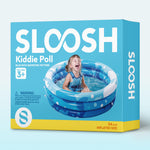 Sloosh Inflatable Kiddie Pool, 34"x10" Blow Up Kid Swimming Pool,3 Rings Blue Baby Pool for Toddler,Play Pit for Dog with Geometric Pattern for Summer Water Party Backyard Garden(Fish)