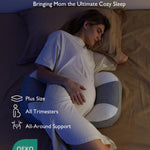 Momcozy Plus W Shaped Pregnancy Pillow for Sleeping, Adjustable Maternity Pillow for Side Sleepers, Portable Wedge Belly Support, Compact Design for Back Belly and HIPS, Grey and White