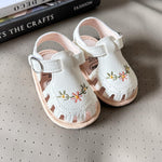 Myleleya Baby Girls Sandals Summer Baby Girl Flat Shoes Soft Sole Closed Toe Beach Sandal Infant Newborn Crib Shoes First Walkers Prewalkers Shoes