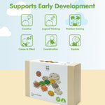 PlanToys® Wooden Gears & Puzzles Set | Montessori STEM Educational Toy | Wooden Gear Building Puzzle for Logical Thinking, Fine Motor Skills & Cause and Effect Learning