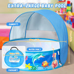 Baby Beach Tent, Pop-Up Above Ground Pool, Foldable Kiddie Pool with Sun Shelter Canopy for Ages 9-48 Months, Toddler Wading Pool, Portable Water Play Sum Toys for Outdoor Activity