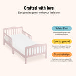 Dream On Me Classic Design Toddler Bed in Pink, Low-to-Floor Wooden Bed with Safety Rails, GREENGUARD Gold & BSA Certified, Non-Toxic Finish