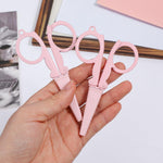 2Pcs Badge Reel Scissors, Cute Pink Foldable Mini Badge Scissors for School, Small Travel Portable with Safety Cap for Kids & Adult Scrapbooking Crafting Sewing Yarn, Kawaii Design