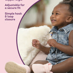 Fruit of the Loom Cozy Thermal Wrap Booties with Non-Slip Grips for Baby & Toddler Girls, Boys, Unisex - Pink Waffle (12-18 Months)