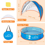 Peradix Paddling Pool for Kids & Pets Infant Ball Pit Tent, Baby Beach Tent, Toddler Wading Pool UV Sun Shelter Canopy with Mosquito Net, Portable Pop Up Tent Summer Beach Toys for Child