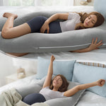 QUEEN ROSE Pregnancy Pillow, U Shaped Full Body Pillows for Sleeping Support, 55 Inch Maternity Pillow for Pregnant Women, Grey