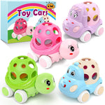 xFFFun 4 Set Toy Cars for Toddler Girl, Toddlers Push Car Toys Pink, Rattles Push and Go Truck, Birthday Presents for Twin Girls 3 + Year Old Twins Gift Ideas