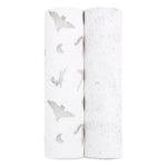 aden + anais Boutique Organic Cotton Muslin Swaddle 2 Pack, Breathable Baby Receiving Blanket, Soft and Lightweight Wrap, Diaper Bag Must Have, Map The Stars