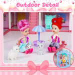 Princess Doll Houses,Dollhouse with 4-Story 11 Rooms,Doll House Playset with 4 Dolls 2 Pet,Playhouse Accessories and Furniture,Play Houses for Girls Ages 3 4 5 6 7 8 9 10 Year Old Toy Gift