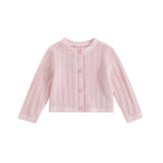 Newborn Baby Girls Knit Cardigans Long Sleeve Crewneck Hollow Knit Thin Sweater Toddler Button Tops Coat Outwear (Pink, 3-6 Months)