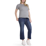 Motherhood Maternity Women's Short Sleeve Crew Neck Nursing Tee Shirt for Breastfeeding with Easy Access, Heather Grey, Small
