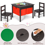 Costzon Kids Table and Chairs, 2 in 1 Wooden Activity Desk w/Building Block Double-Sided Tabletop & 2 Large Storage Drawers, Toddler Table and Chair Set for Preschool, Nursery, Kindergarten(Espresso)
