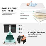 VOOI Baby Bassinet Bedside Sleeper, 3 in 1 Rocking Bassinet for Baby, Bassinet Bedside Sleeper with Wheels, Adjustable Height, Storage Basket, Mattress & Canopy, Bed Side Bassinet for Newborn