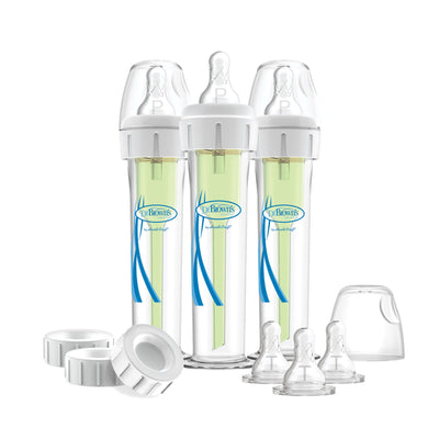Dr. Brown's baby bottles with accessories on a white background
