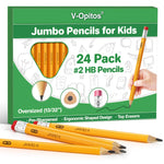 V-Opitos 24 Pack Jumbo #2 HB Pencils for Kids, Triangle Shape Pre-sharpened Wood-Cased Pencils with Top Erasers, Ideal Home, Kindergartens, School Classroom Supplies
