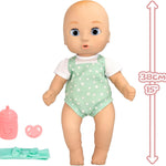 Sam 15" Realistic Soft Body Baby Doll with Open/Close Eyes with Bottle, Pacifier, Headband, & Mint Outfit, Ages 18M+