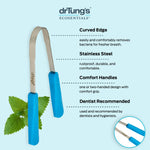 DrTung's Stainless Tongue Scraper - Tongue Cleaner for Adults, Kids, Helps Freshens Breath, Easy to Use Comfort Grip Handle, Comes with Fabric Travel Pouch - Stainless Steel Tongue Scrapers, (1 Count)