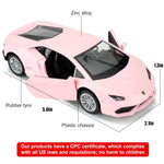 RMZ City 1/36 Scale Lamborghini Huracan LP610-4 Casting Car Model, Zinc Alloy Toy Car for Kids, Pull Back Vehicles Toy Car for Toddlers Kids Boys Girls Gift (Pink)