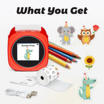 AI Voice Sticker Printer Box for Kids,Inkless Wireless Screen-Free Imagination Printer with Safe Paper Rolls,Portable Thermal Mini Sticker Maker Machine for DIY/Gift/Journal,For Home/School/ Office
