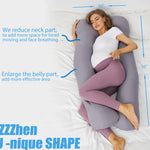 ZZZhen Pregnancy Pillow for Sleeping, U Shaped Maternity Pillow - 56 Inch with Grey Microfiber Removable Cover, Multi- Use and Support Back, HIPS, Legs, Belly for Pregnant Women Sleeping