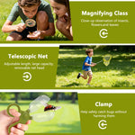 Wooden Bug Catcher Kit for Kids -11Pcs Bug Catching Kit Outdoor Explorer Kit with Carry Bag, Butterfly Net and Other Adventure Sets for Garden Backyard Camping, Gift for Toddlers Girls Boys 3-12