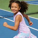 PATPAT Girls 2 Piece Tennis Skirt Set Size 10-11, Purple Tank Tops and Purple Tie Dye Pleated Skort with Built In Shorts 2 Piece Outfits Clothes For Girls Gym Outfits Athletic Sets Activewear