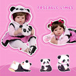 Aori Reborn Baby Dolls 22 Inch - Realistic Baby Doll for Kids 3+ Years - Lifelike Newborn Baby Girl in Panda Outfit - Handmade Cloth Body Doll for Gift, Collection & Role Play