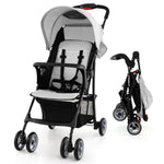 Baby Joy Lightweight Stroller, Compact Toddler Travel Stroller for Airplane, Infant Stroller w/Adjustable Backrest/Footrest/Canopy, 5-Point Harness, Storage Basket, Easy One-Hand Fold, Black