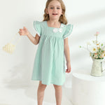 Kucnuzki Baby Girl Clothes Toddler Girls Summer Dress Ruffle Fly Sleeve Casual Sundress Square Neck Cute Outfit for Kids