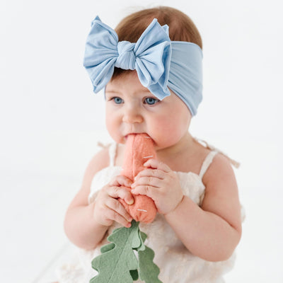 Baby Bling 2PK FAB-BOW-OUS®: dusty blue + white